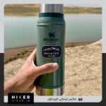 استیکر مینیمال کوهنوردی به رنگ سیاه با طرح کوهستان و نوشته Mountain view مناسب برای فلاسک استنلی