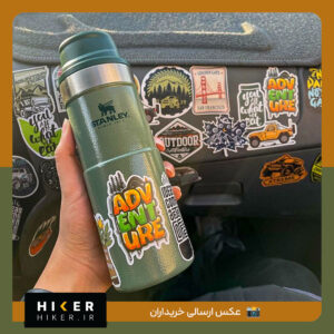 استیکر کمپینگ هایکر روی ماگ استنلی