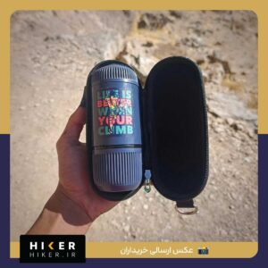 استیکر سنگنوردی روی قهوه‌ ساز سفری