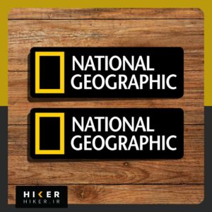 دو استیکر ضد آب آفرود با طرح "National Geographic" و پس‌زمینه مشکی