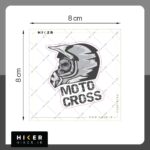 استیکر طرح کلاه ایمنی موتورکراس با تصویر اسکلت و نوشته Moto Cross، مناسب علاقه‌مندان به موتورسواری آفرود، موتورکراس، اندورو و ورزش‌های هیجان‌انگیز.