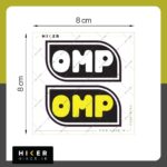 استیکر خوردو طرح لوگو OMP Racing با ترکیب رنگی زرد و مشکی مناسب برای تزیین بدنه ماشین، شیشه عقب خودرو، کلاه کاسکت و لپ‌تاپ.