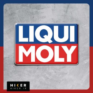 استیکر ژله ای مستطیلی با حاشیه سفید حاوی لوگوی دو رنگ برند لیکومولی (Liqui Moly) با نوشته‌های سفید در پس‌زمینه بالایی آبی و پس‌زمینه پایینی قرمز مناسب برای تزیین بدنه و شیشه خودرو افرود.