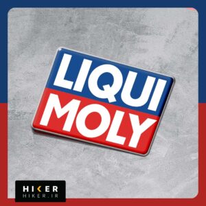 استیکر ژله ای مستطیلی با حاشیه سفید حاوی لوگوی دو رنگ برند لیکومولی (Liqui Moly) با نوشته‌های سفید در پس‌زمینه بالایی آبی و پس‌زمینه پایینی قرمز مناسب برای تزیین بدنه و شیشه خودرو افرود.