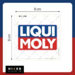 استیکر ژله ای مستطیلی با حاشیه سفید حاوی لوگوی دو رنگ برند لیکومولی (Liqui Moly) با نوشته‌های سفید در پس‌زمینه بالایی آبی و پس‌زمینه پایینی قرمز مناسب برای تزیین بدنه و شیشه خودرو افرود.