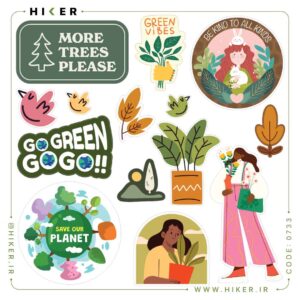 استیکر شیت با موضوع محیط زیست، طبیعت و گل و دختر