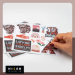 شیت استیکر خاص با طرح‌های متنوع طبیعت و بوهو شامل کوهستان، گل، برگ، کاکتوس، چادر، نمادهای تزئینی و تایپوگرافی الهام‌بخش