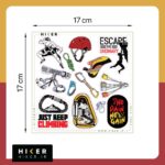 پکیج استیکر صخره‌نوردی و تجهیزات صعود؛ شامل برچسب‌های انگیزشی و ابزارآلات کوهنوردی در رنگ‌های متنوع سایز ۱۷ در ۱۷ سانتی‌متر