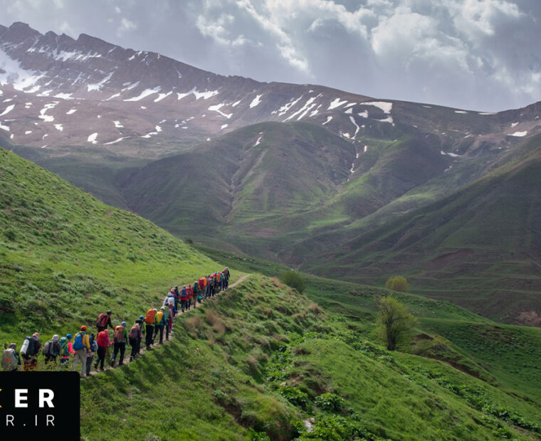 نمای قله پاشوره در لاریجان مازندران و مسیر صعود از دشت آزو