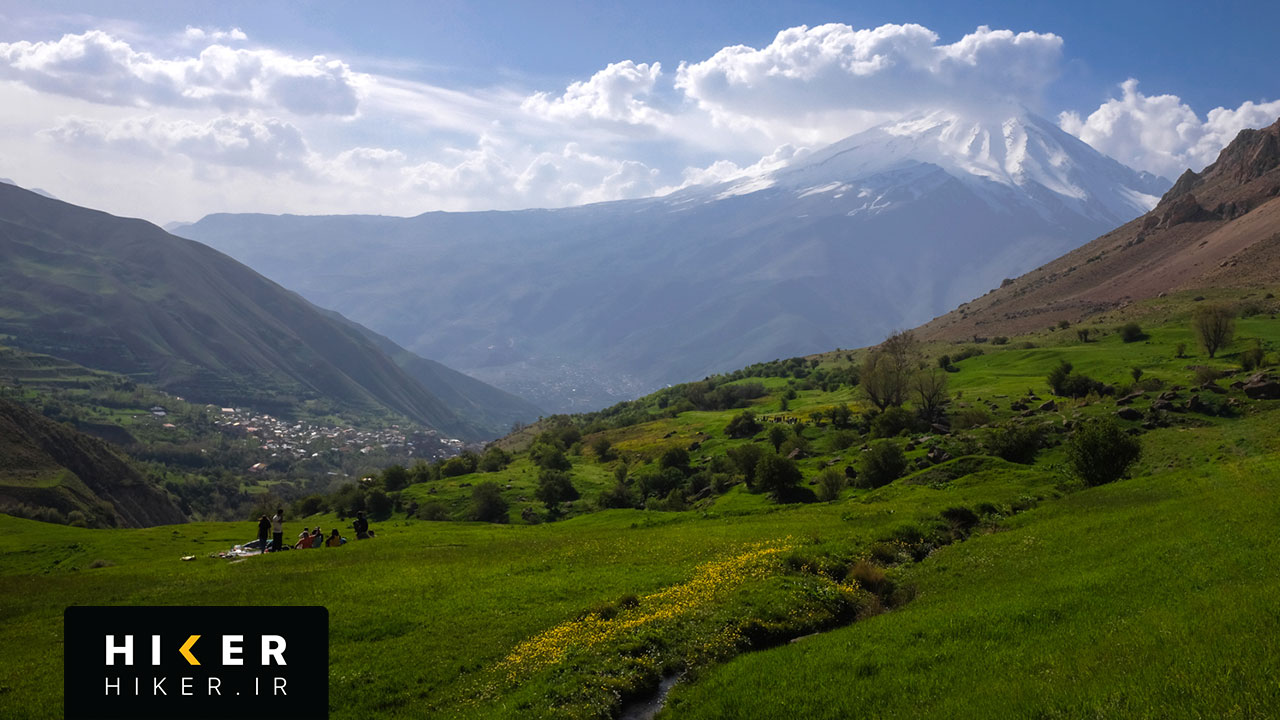 نمای قله دماوند از دشت آرو